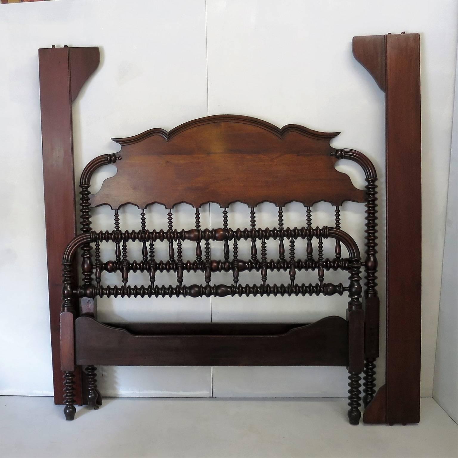 American Colonial, West Indies Style Bed in Tropical Wood