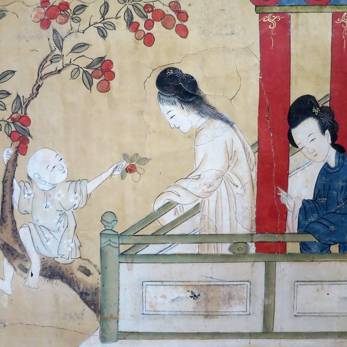 Pair of Chinese Panels Painted on paper Second Part, 19th Century 3