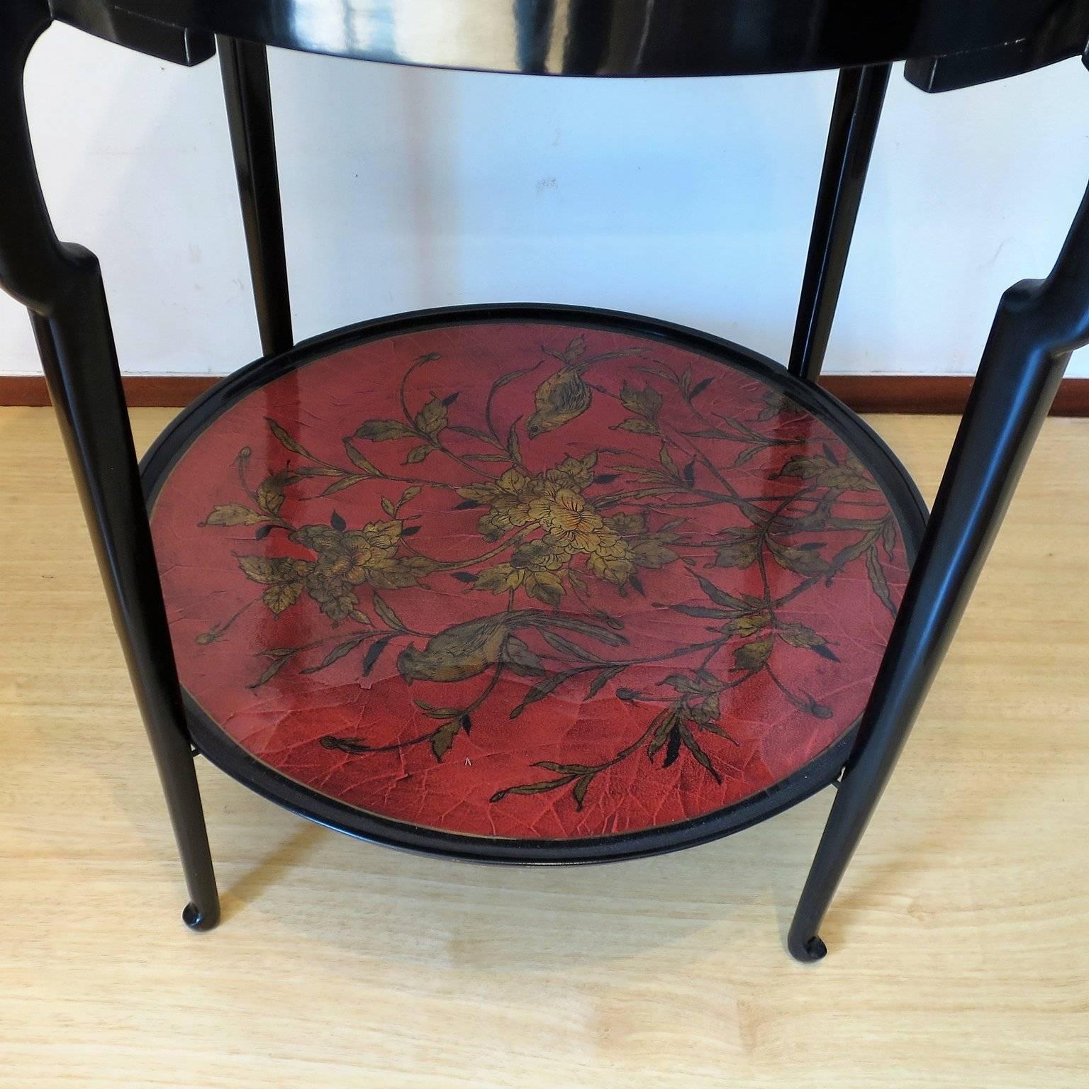 Mid-Century Jansen Two Lacquer Level Top Gueridon Table In Good Condition In Miami, FL