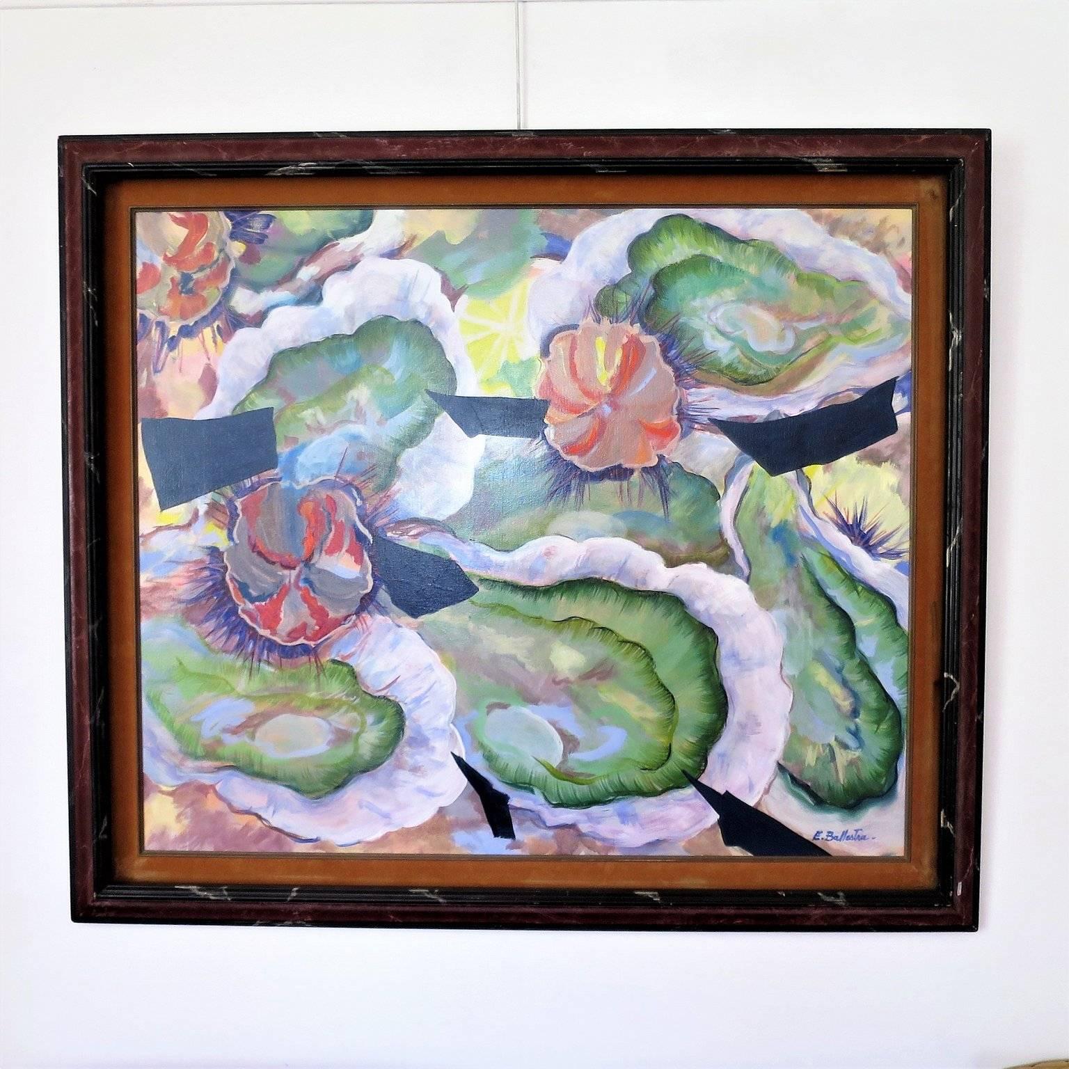 Peinture à l'huile contemporaine de E. BALLESTRA . L'école de la Provence française.
et les oursins,
