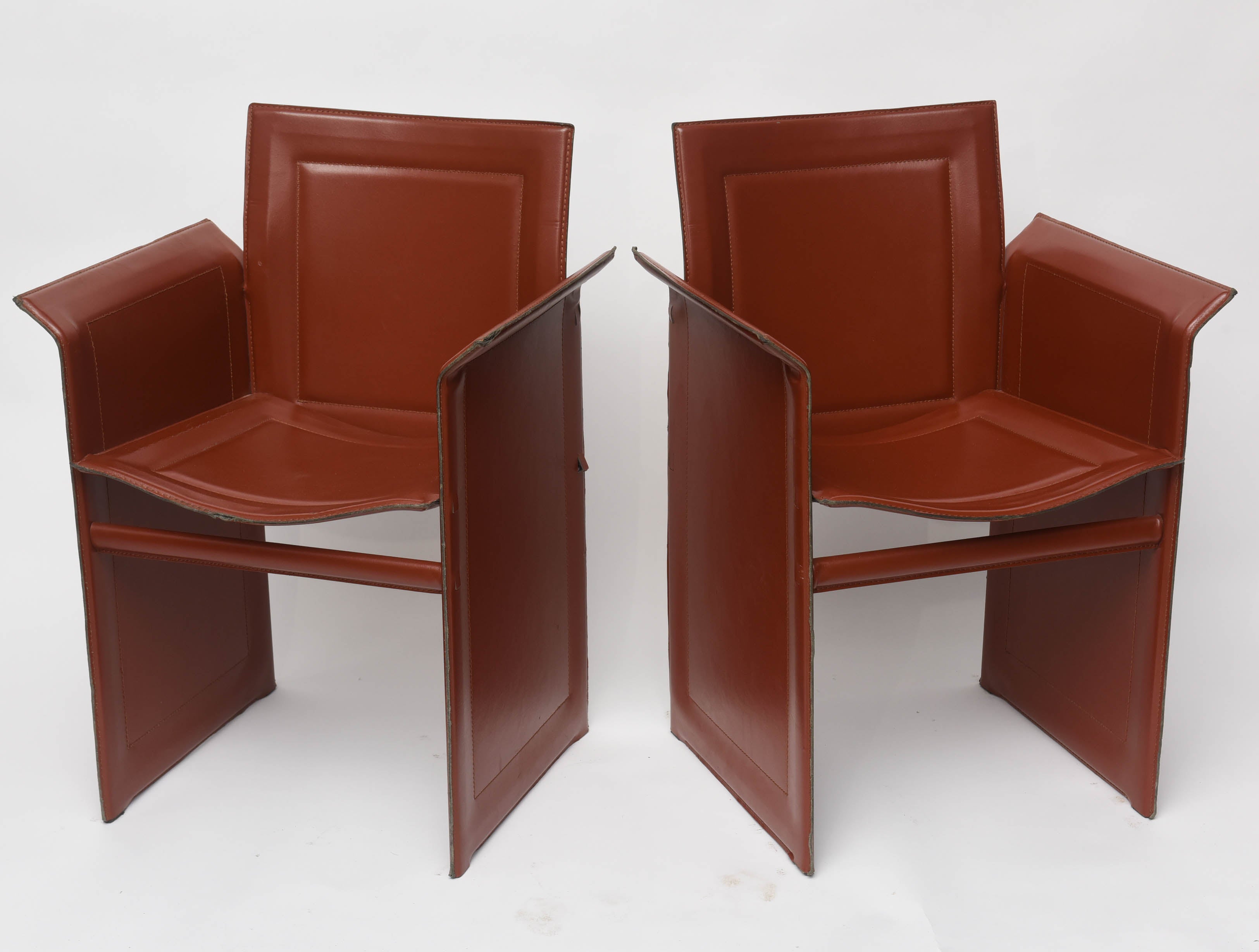 Pair of Italian Armchairs  in Leather Mid-Century Modern Matteo Grassi 