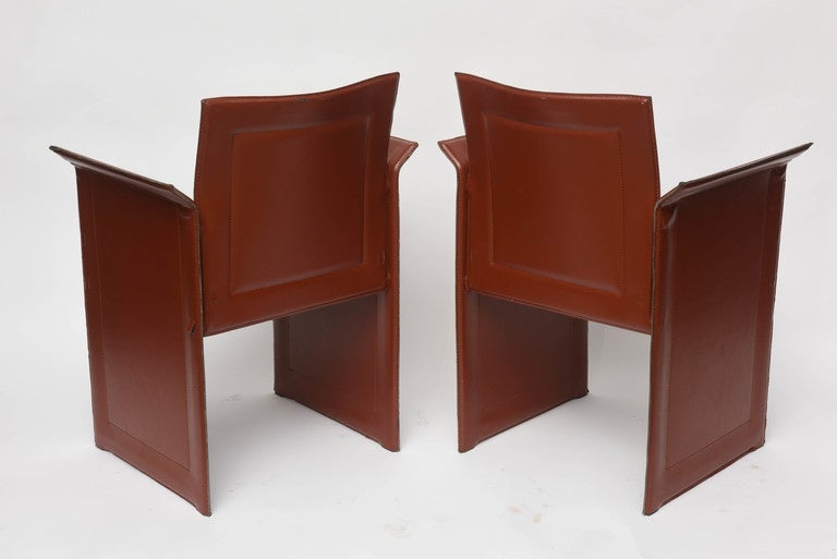 Pair of Italian Armchairs  in Leather Mid-Century Modern Matteo Grassi  1