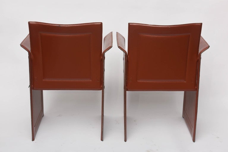 Pair of Italian Armchairs  in Leather Mid-Century Modern Matteo Grassi  4