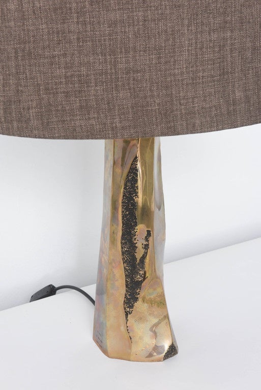 Brutalist Sculptural Solid Bronze Lamp
