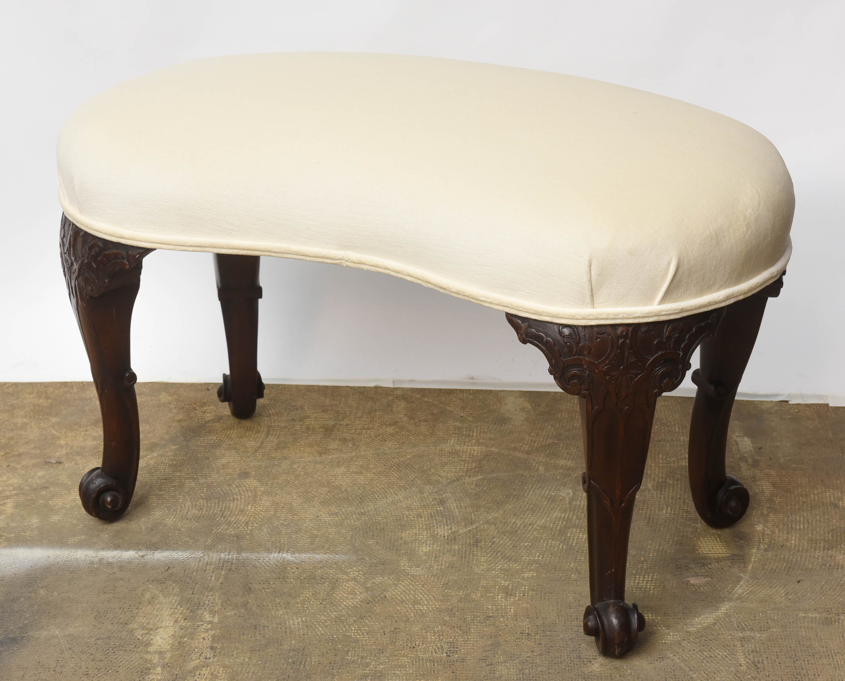 19th Century Mahogany English Seat kidney- shaped