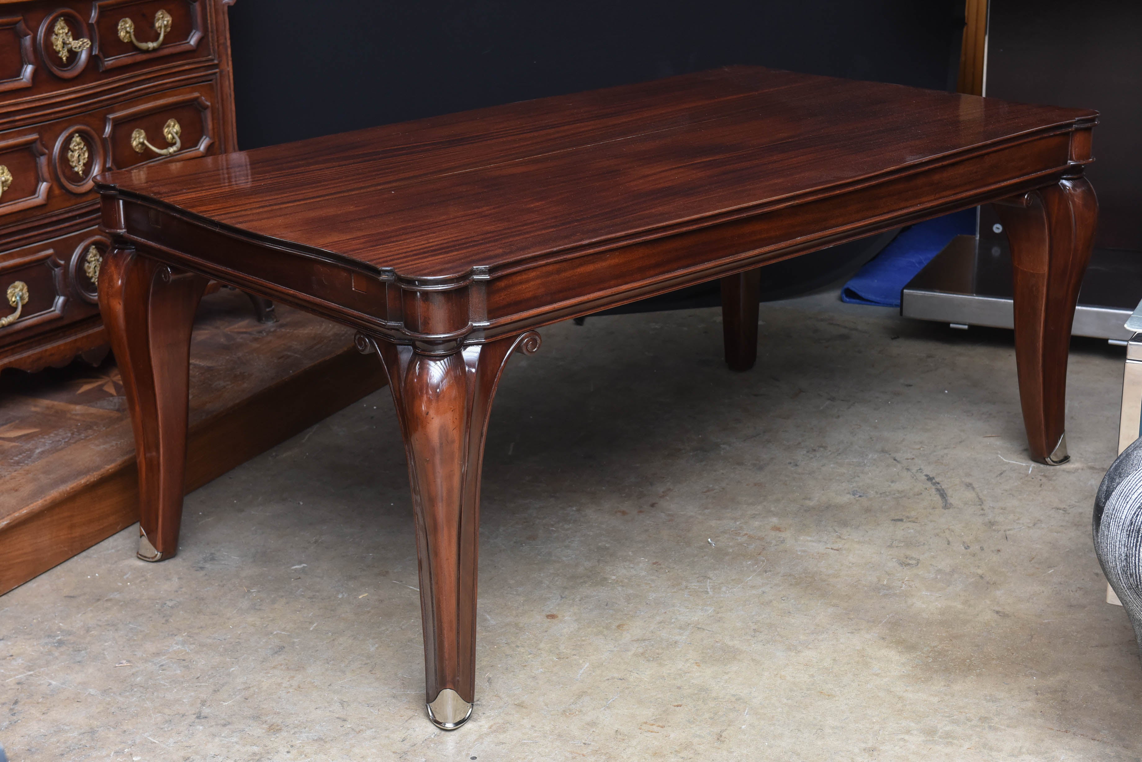 Art Deco Solid Mahogany Dining Table in the Style of Pascaud