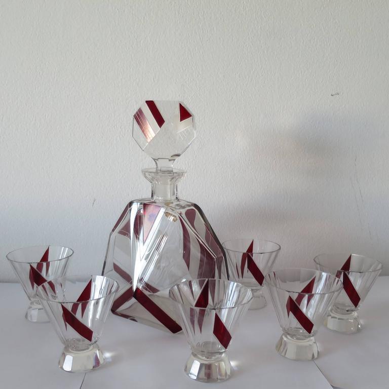 Art Deco Crystal Glass Set by Maison Haida For Sale at 1stDibs