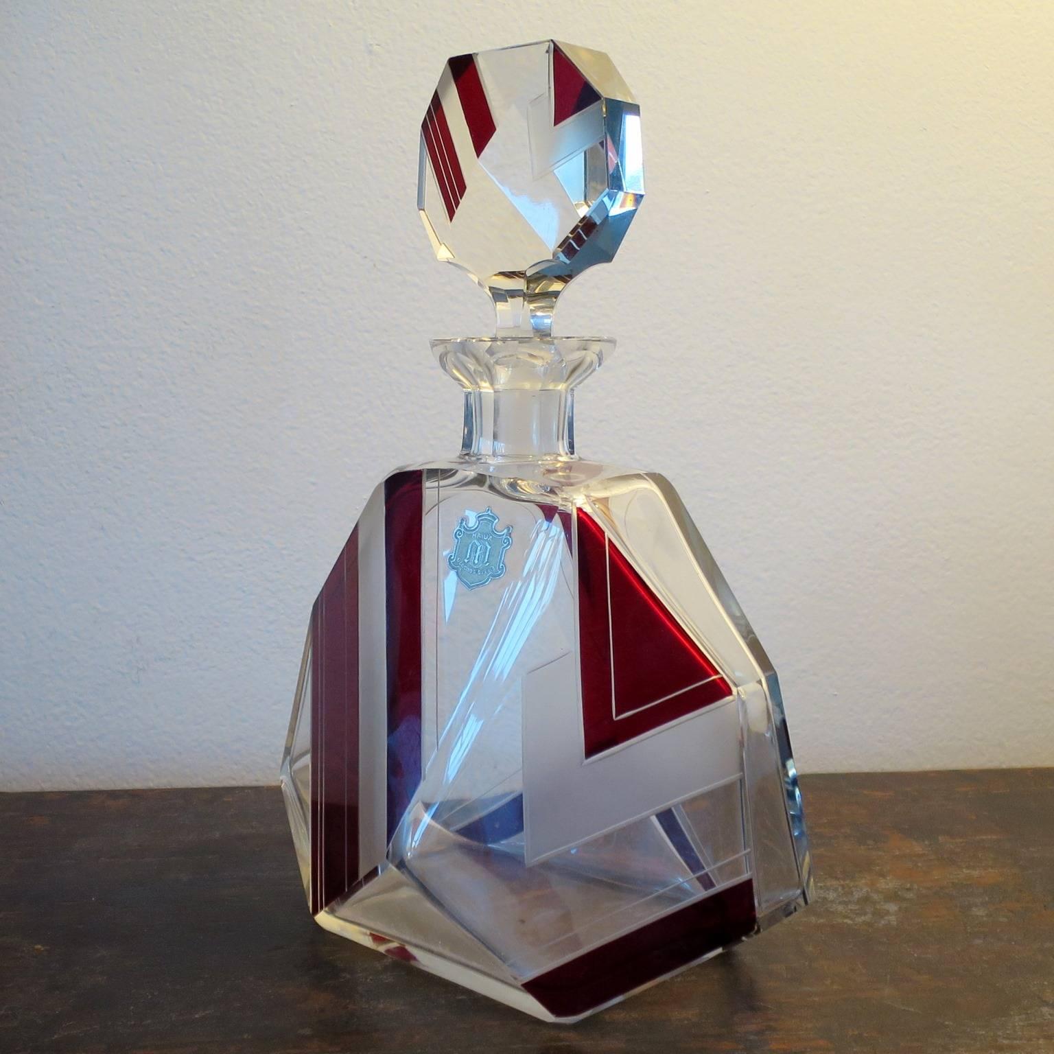 Anodized Art Deco Crystal Glass Set by Maison Haida