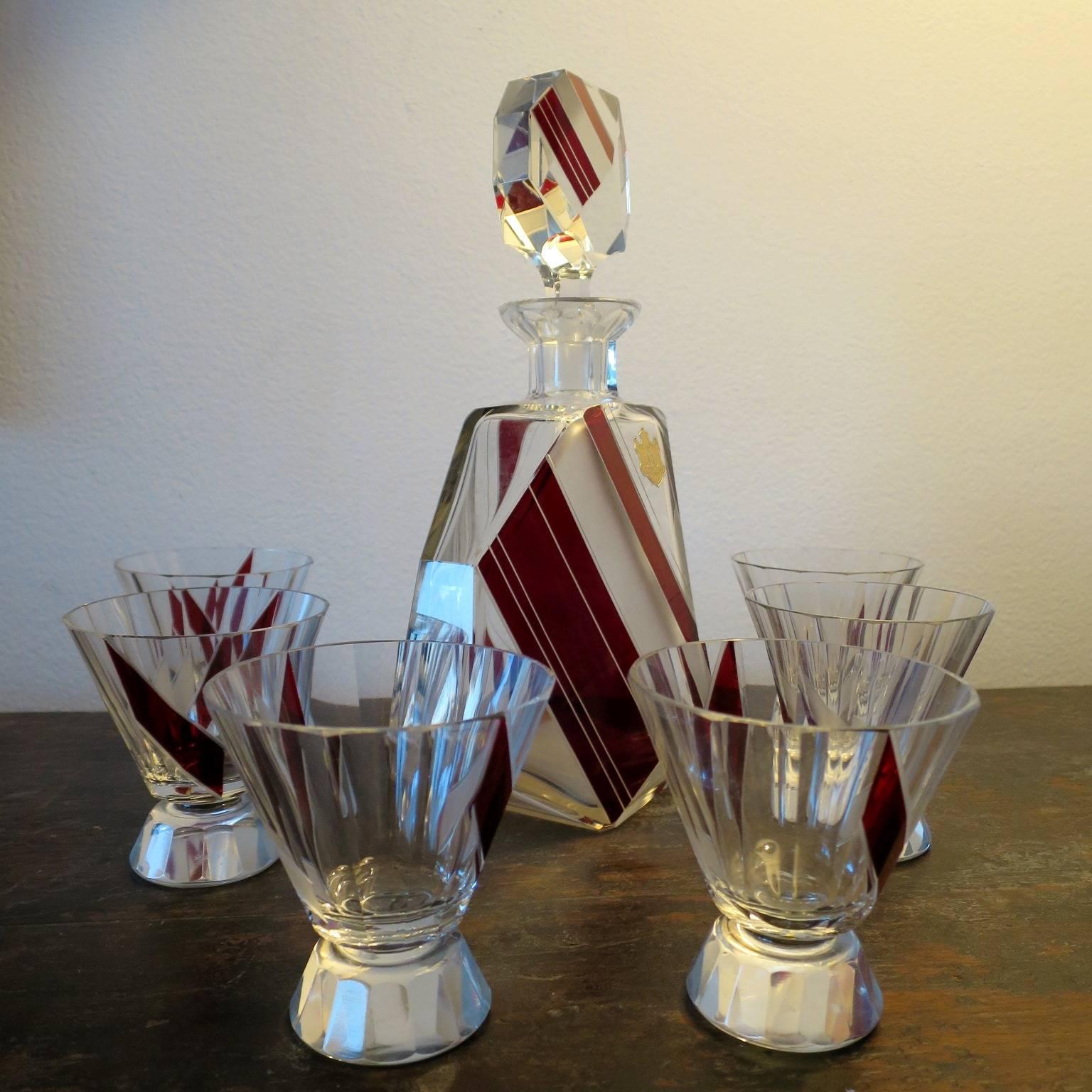 Czech Art Deco Crystal Glass Set by Maison Haida