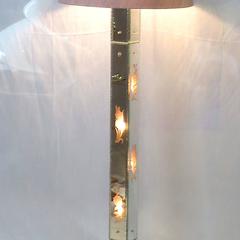 French Art Deco Floor Lamp in Engraved and decorated  Mirror style of J. Leleu