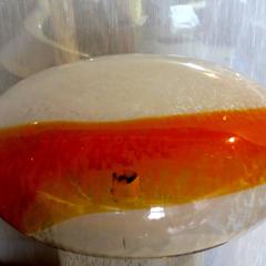Mid-Century Italian Murano Orange and White Blown Glass Table Lamp