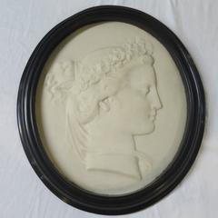 Two Faces in Profile Male and Female in Neoclassical Style, 1900 Oval Frames