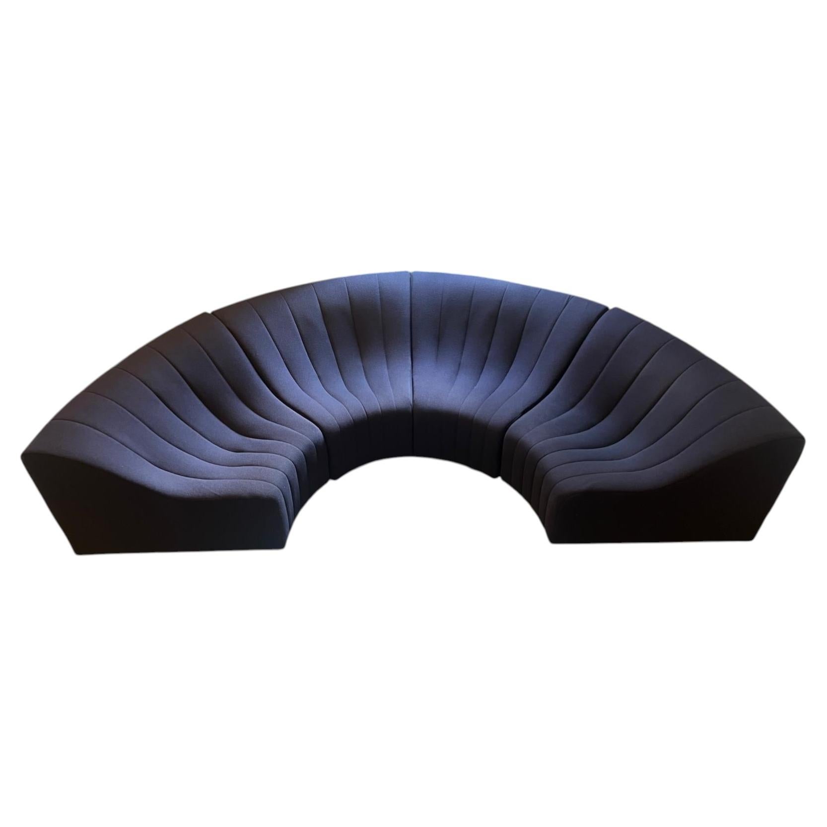 Kwok Hoi Chan Modular Lounge Chairs, Dark Blue Wool, Steiner, 1970