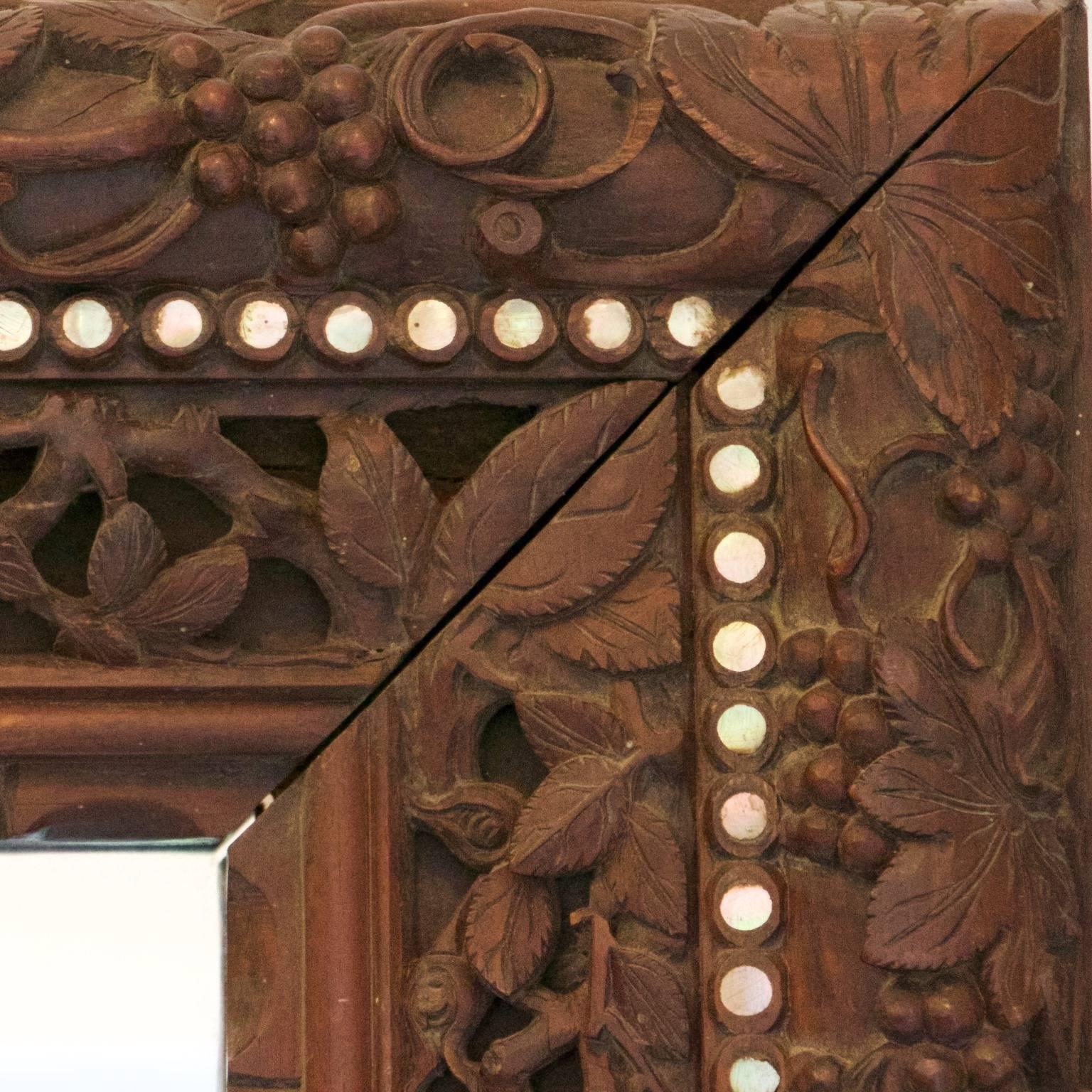South China Late 19th Century Mirror  in Exotic   Hardwood  3