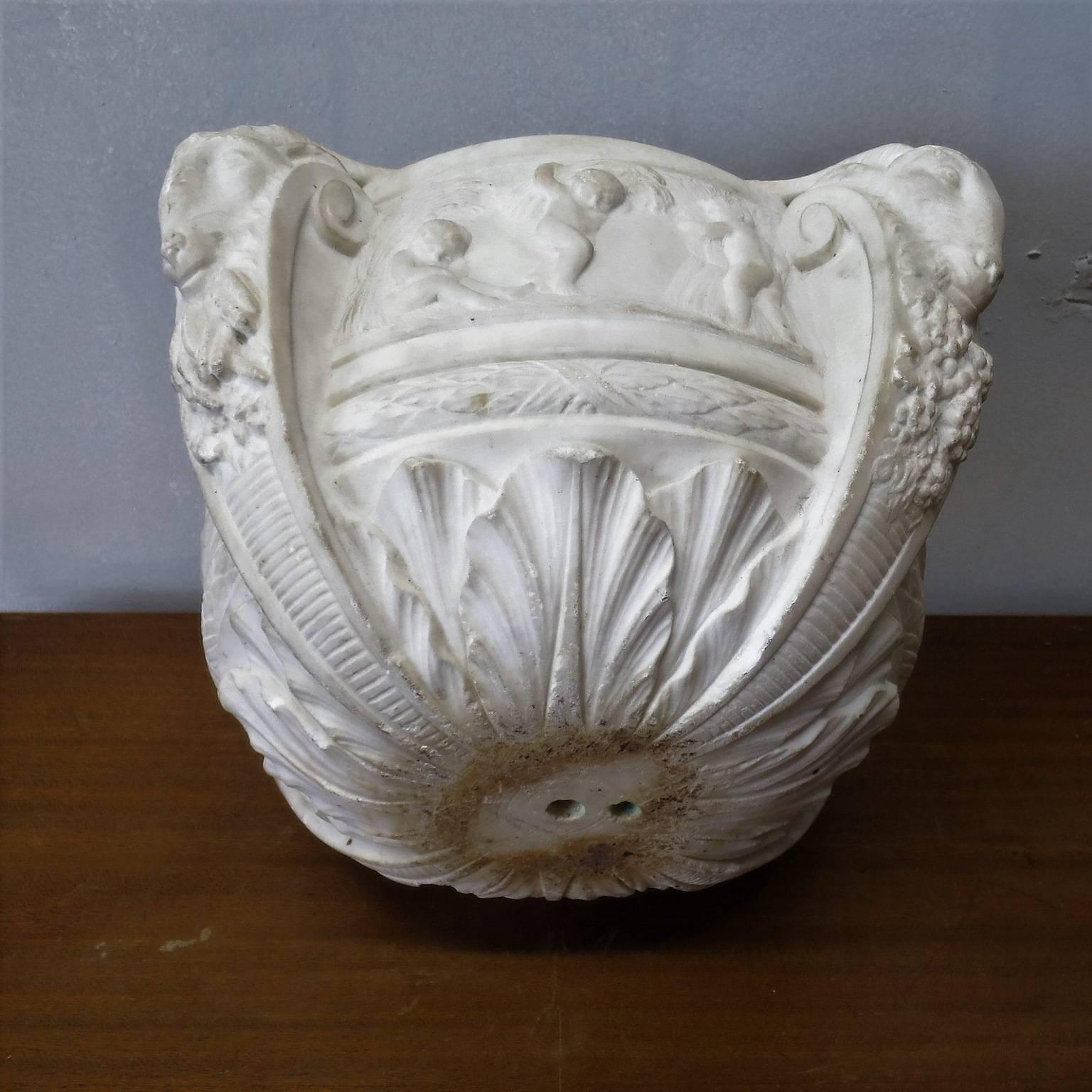 Late 19th Century Neoclassical 19th Century Carved Marble Planter