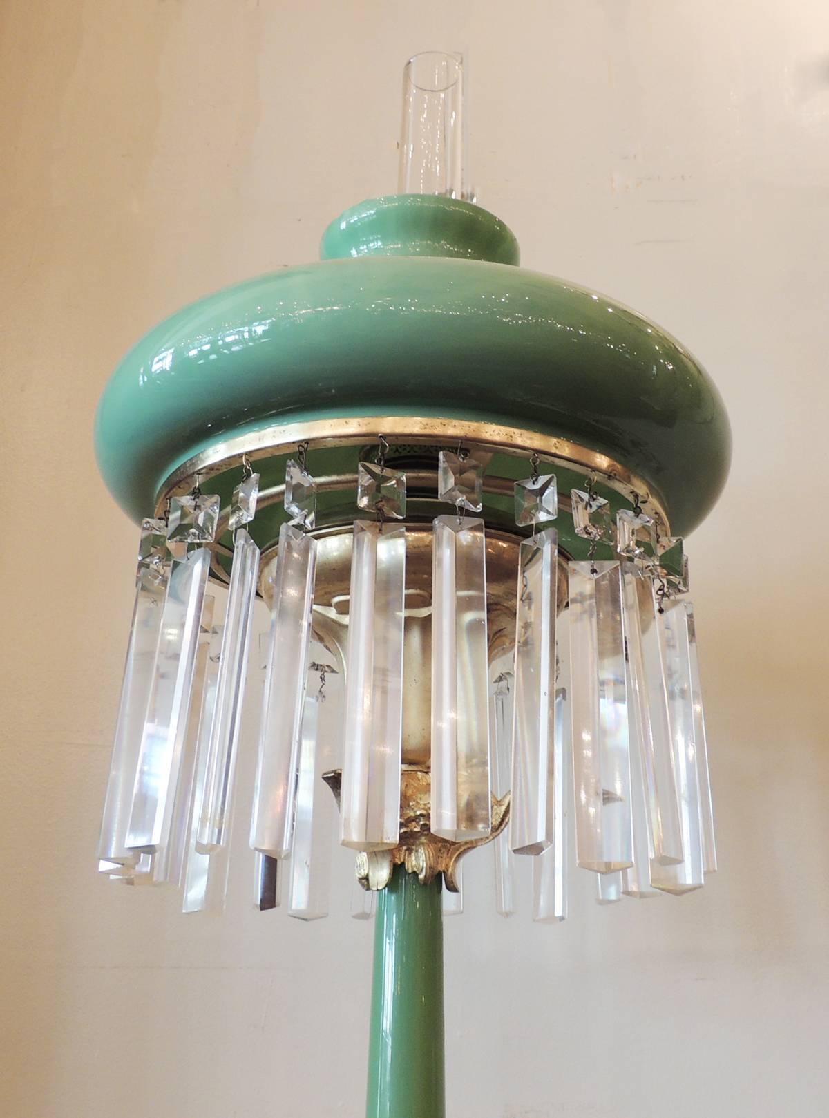 Early 20th C Art Nouveau Art Glass Oil Lamp 2