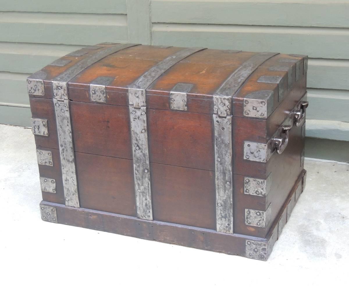 Mid-19th Century Mid 19th C English Oak Silver Chest with Double Lock