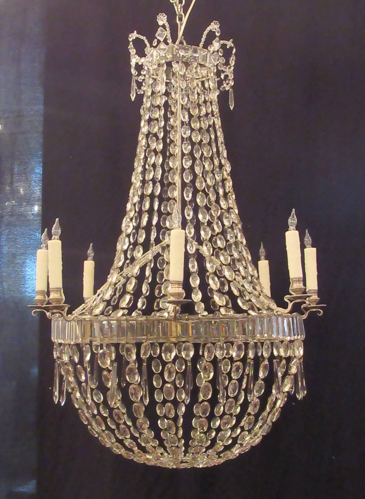Englischer Regency-Kristallkorb-Kronleuchter aus dem 18. Jahrhundert (Britisch)