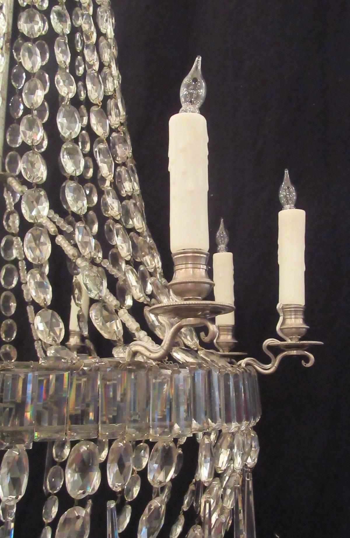 Englischer Regency-Kristallkorb-Kronleuchter aus dem 18. Jahrhundert im Zustand „Hervorragend“ in Charleston, SC