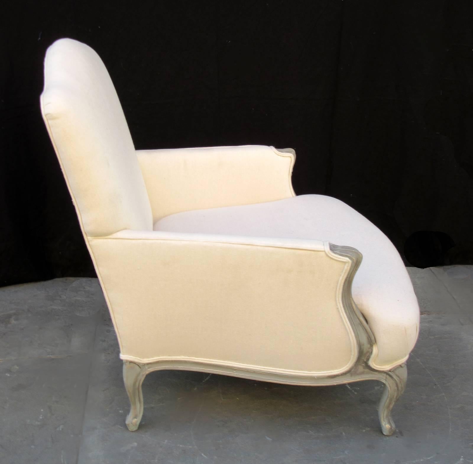 20th Century Pair of 19th Century French Louis XV Style Painted and Upholstered Chairs