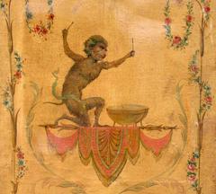 19th Century Italian Hand-Painted Folding Screen with Musical Monkeys