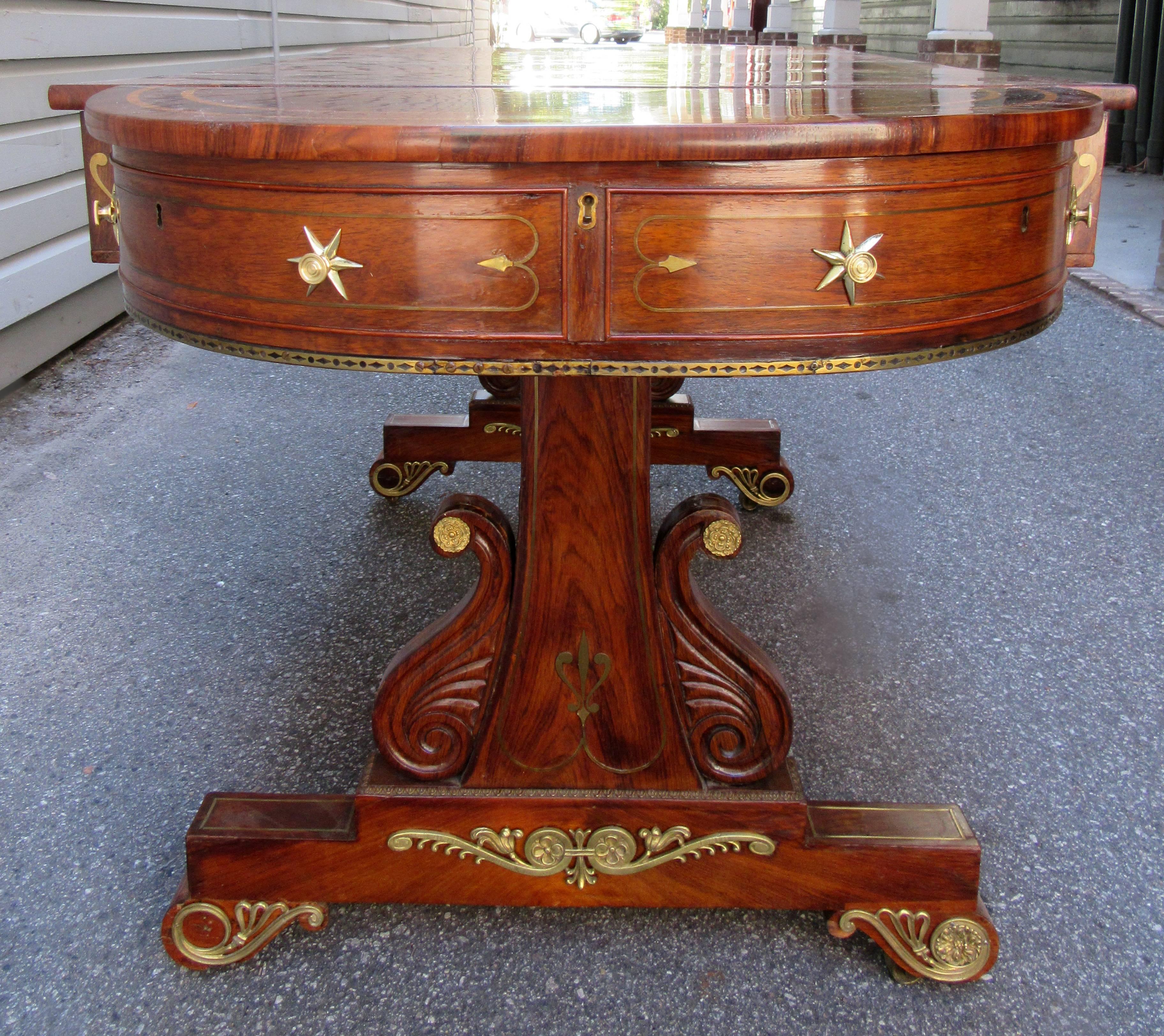Inlay 19th Century English Regency Rosewood Sofa Table Attributed to Gillows