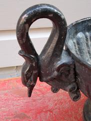 Pair of 19th Century French Empire Cast Iron Garden Urns with Swans
