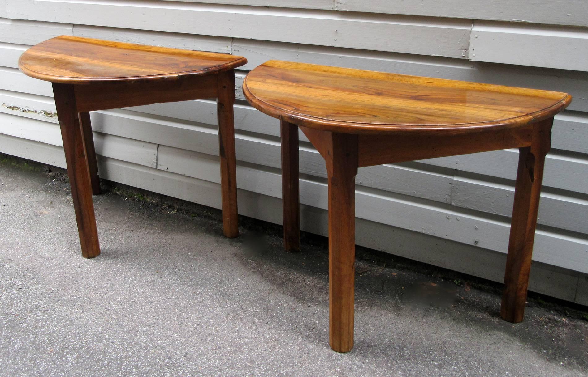 Pair of 18th Century French Provincial Fruitwood Demilune Tables 3