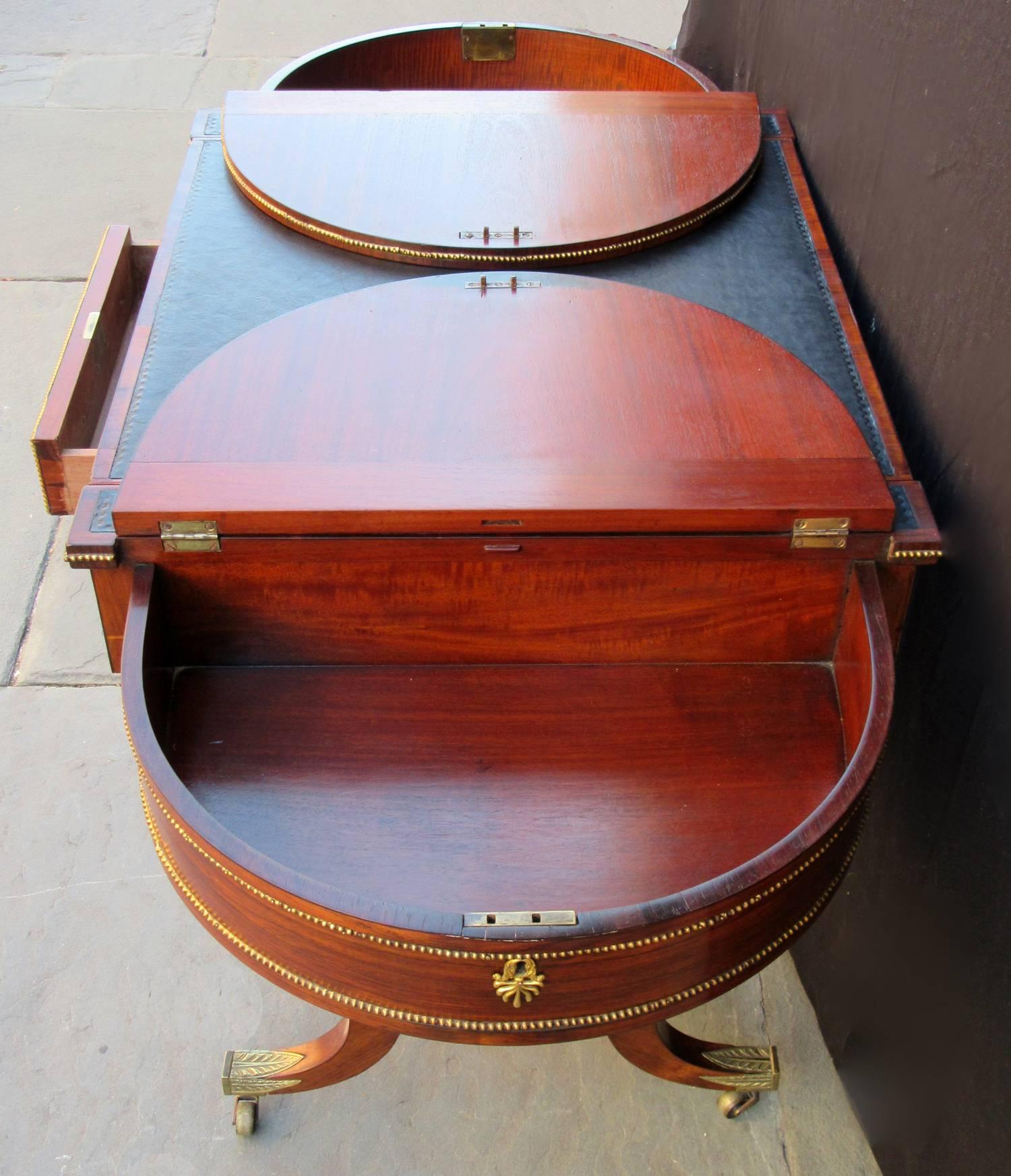 Bronze 19th Century English Regency Rosewood Sofa Gaming Table Attributed to Gillows