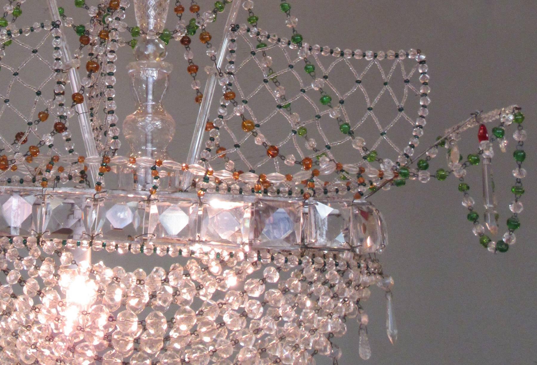 20th Century Italian Venetian Crystal Ship Chandelier In Excellent Condition In Charleston, SC