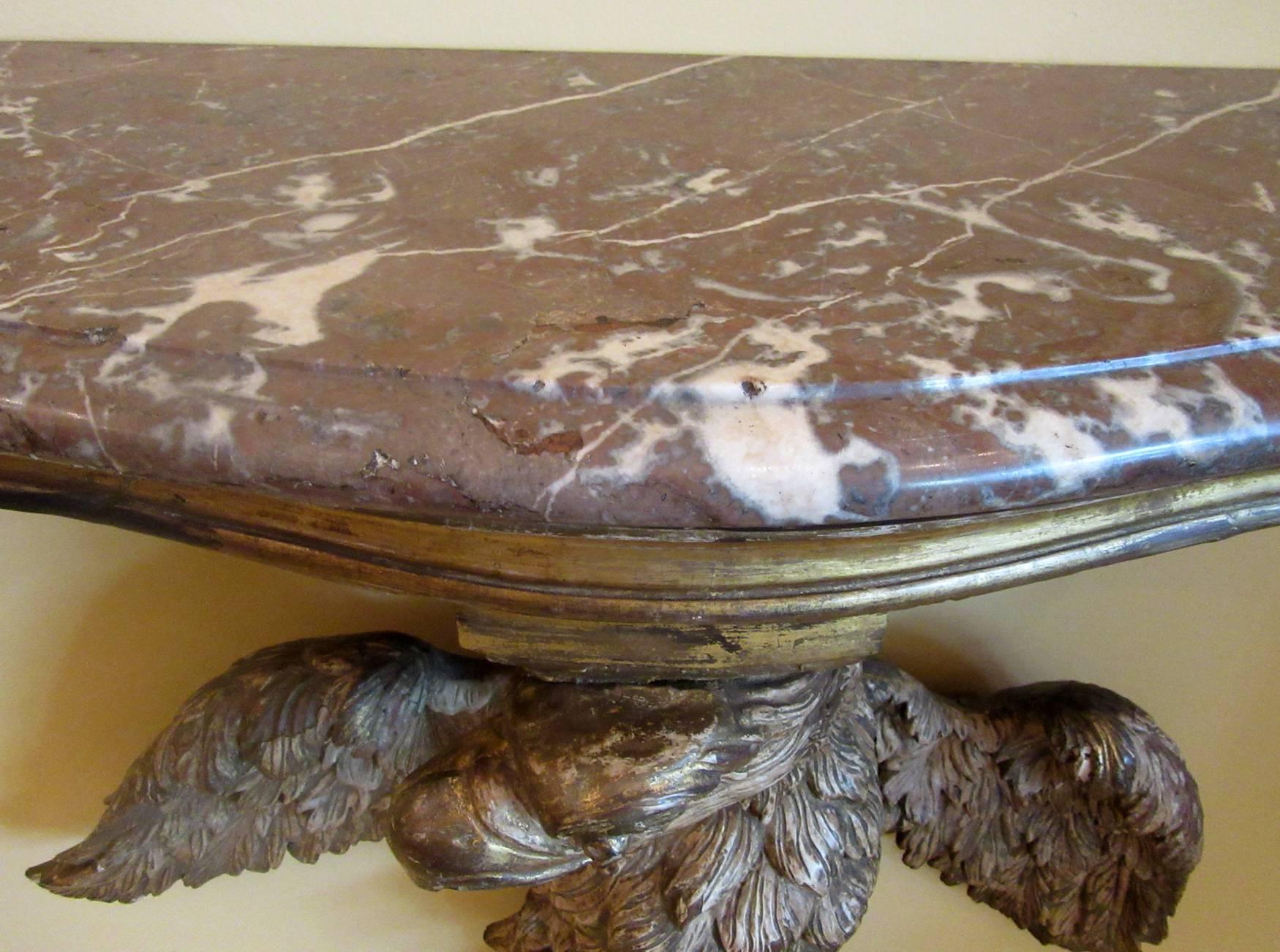 George II 18th Century English Georgian Marble and Giltwood Eagle Console Table by Kent