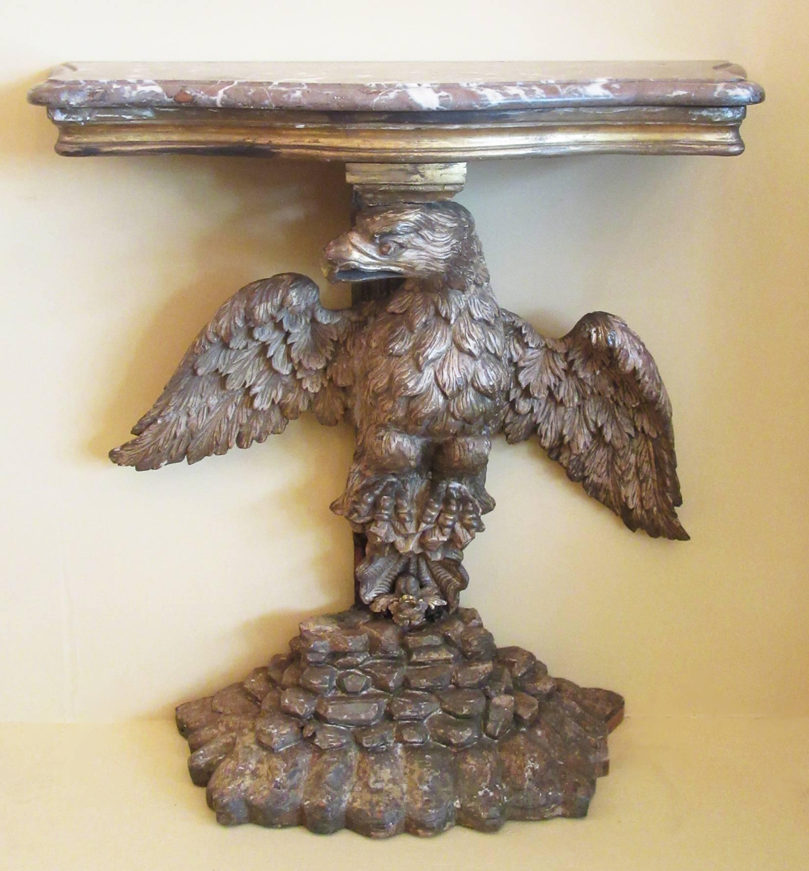 18th Century English Georgian Marble and Giltwood Eagle Console Table by Kent In Good Condition In Charleston, SC