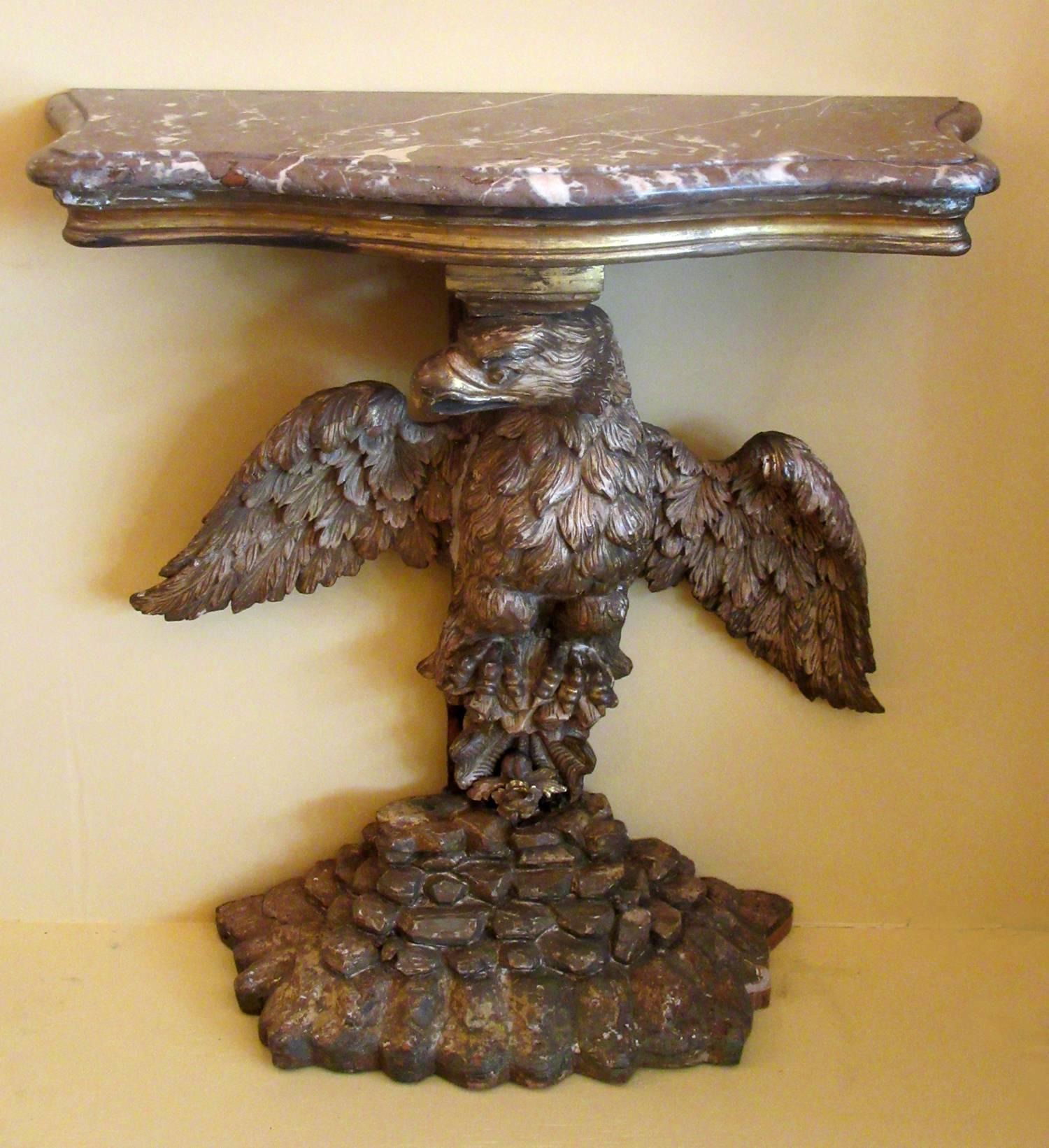 18th Century English Georgian Marble and Giltwood Eagle Console Table by Kent 2
