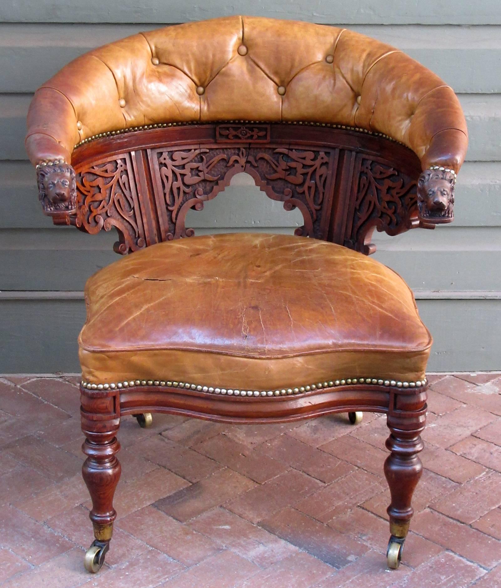 Early 19th Century English Regency Oak Barrel Back Gentleman's Chair 1