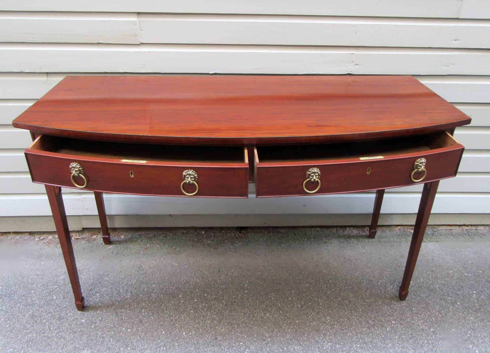 Early 19th Century English Georgian Mahogany Two-Drawer Serving Table with Stamp In Excellent Condition In Charleston, SC