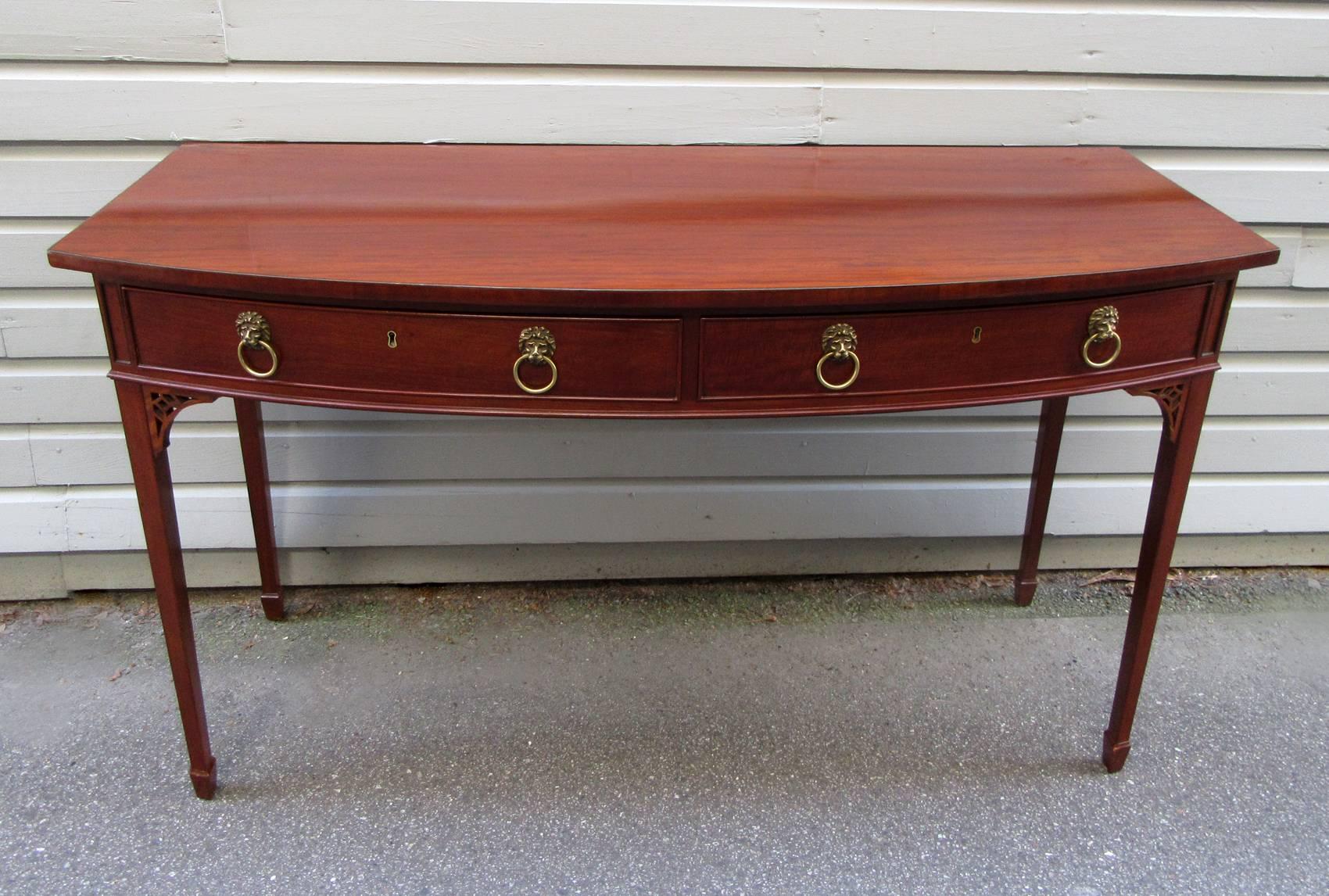 Early 19th Century English Georgian Mahogany Two-Drawer Serving Table with Stamp 1