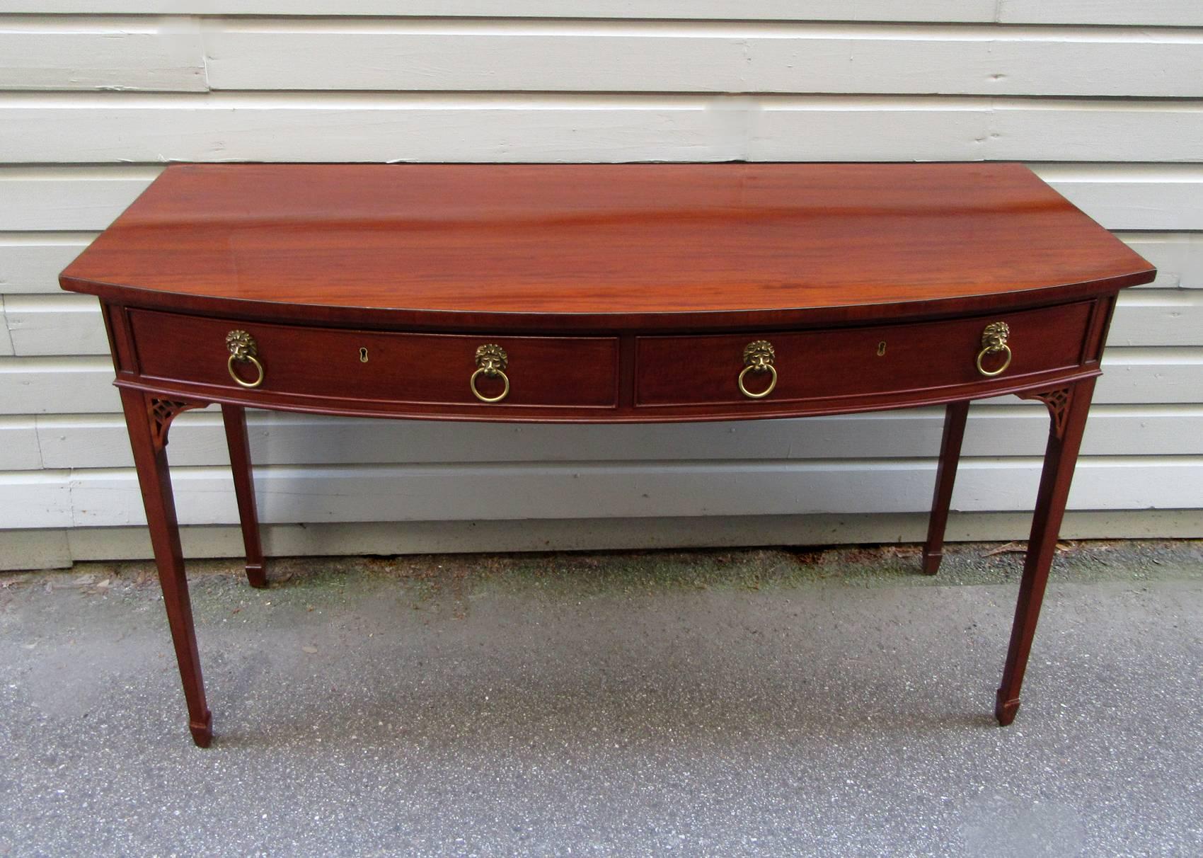 Early 19th Century English Georgian Mahogany Two-Drawer Serving Table with Stamp 2