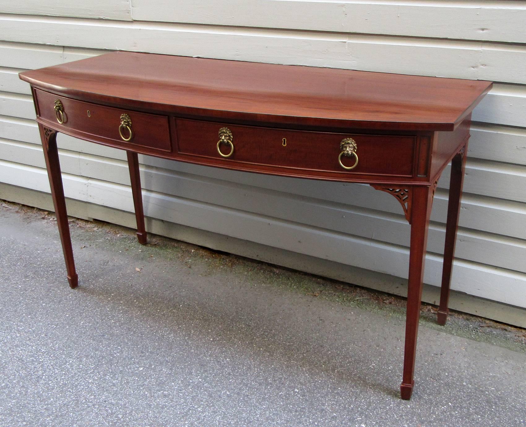 Regency Early 19th Century English Georgian Mahogany Two-Drawer Serving Table with Stamp