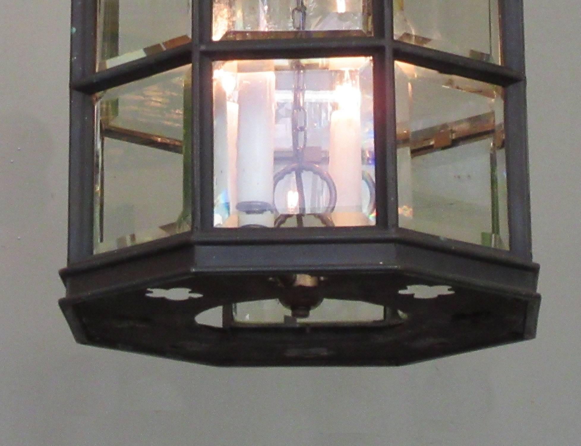 Large Early 19th Century English Regency Bronze and Glass Lantern 2