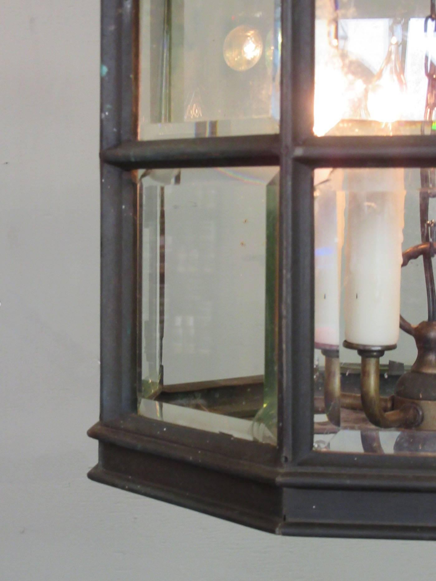 Large Early 19th Century English Regency Bronze and Glass Lantern 3
