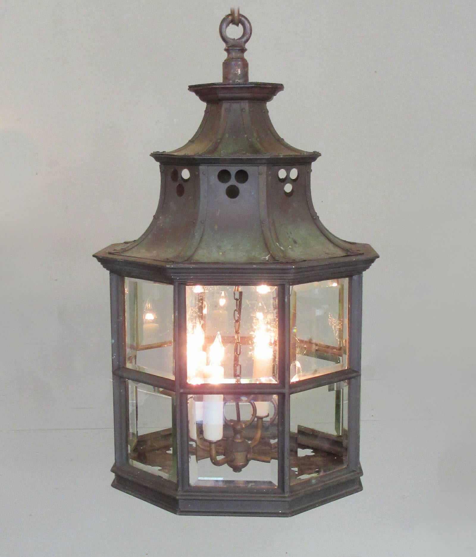 Large Early 19th Century English Regency Bronze and Glass Lantern 5