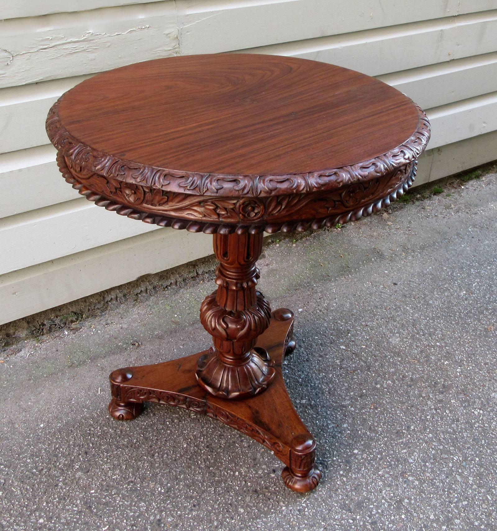 19th Century British Colonial Regency Rosewood Occasional Table 1