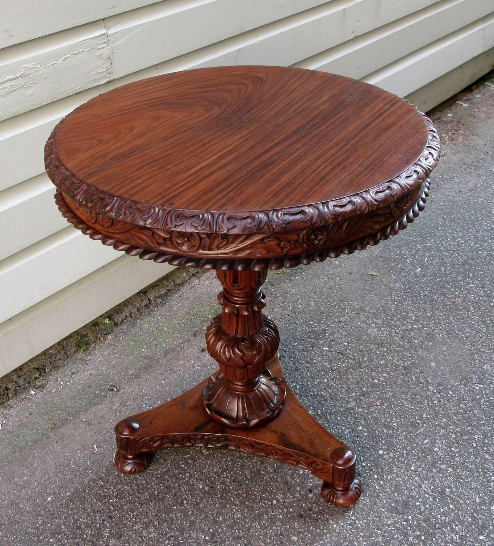 19th Century British Colonial Regency Rosewood Occasional Table 2