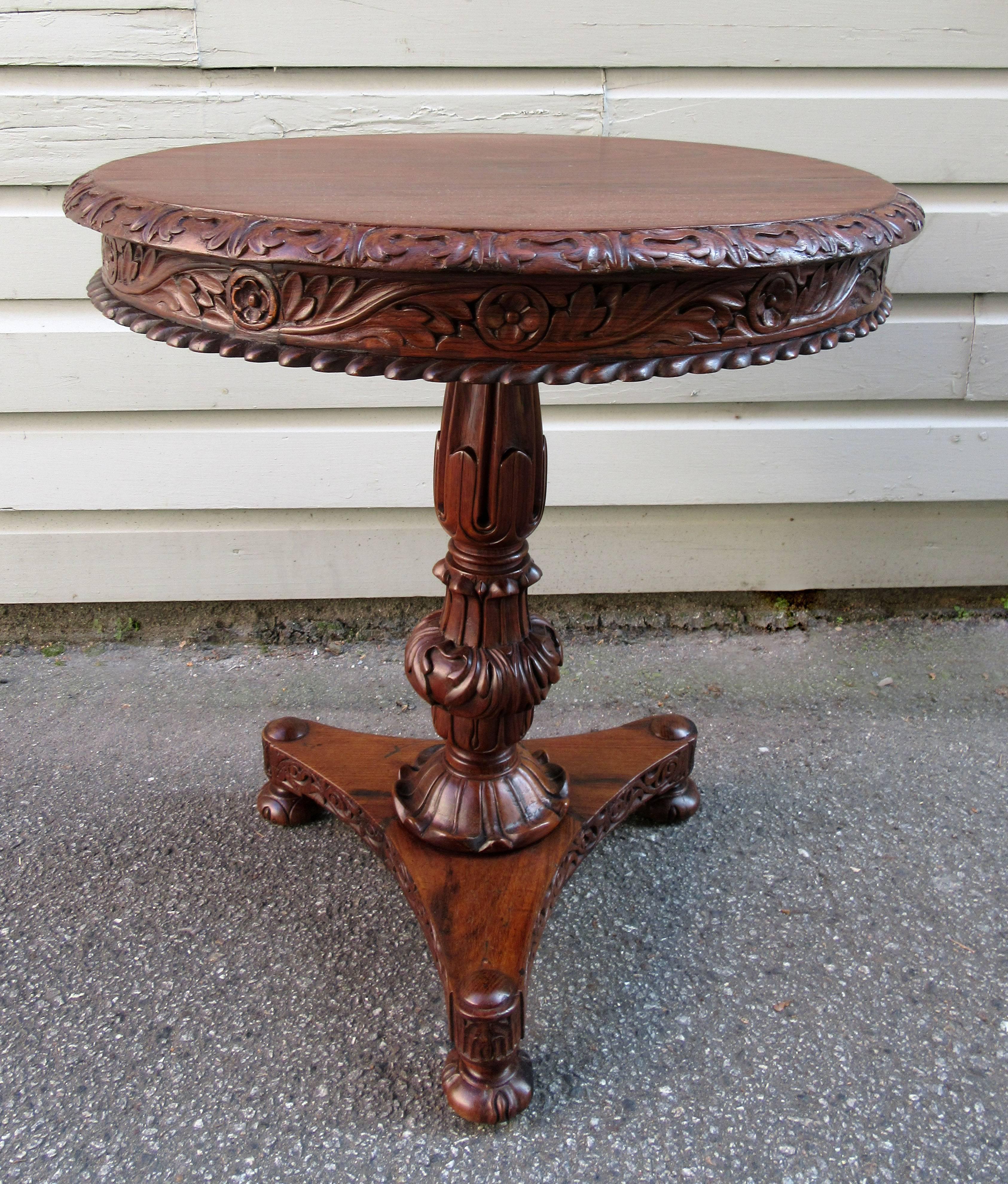 19th Century British Colonial Regency Rosewood Occasional Table 3