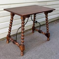 19th Century Spanish Baroque Walnut Barley Twist Trestle Table