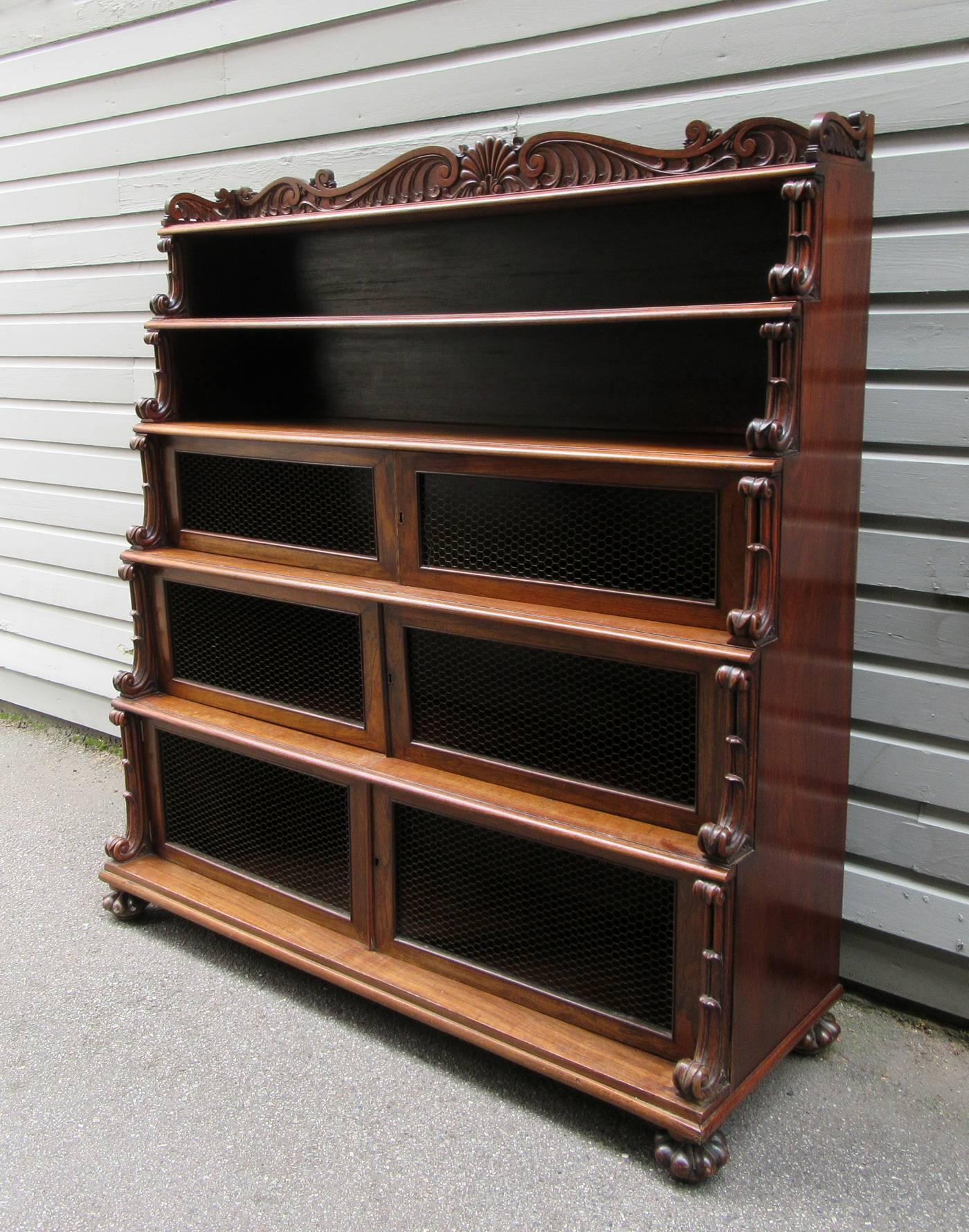 Early 19th Century West Indies Bajan Rosewood Tiered Bookcase with Shell Motif 2