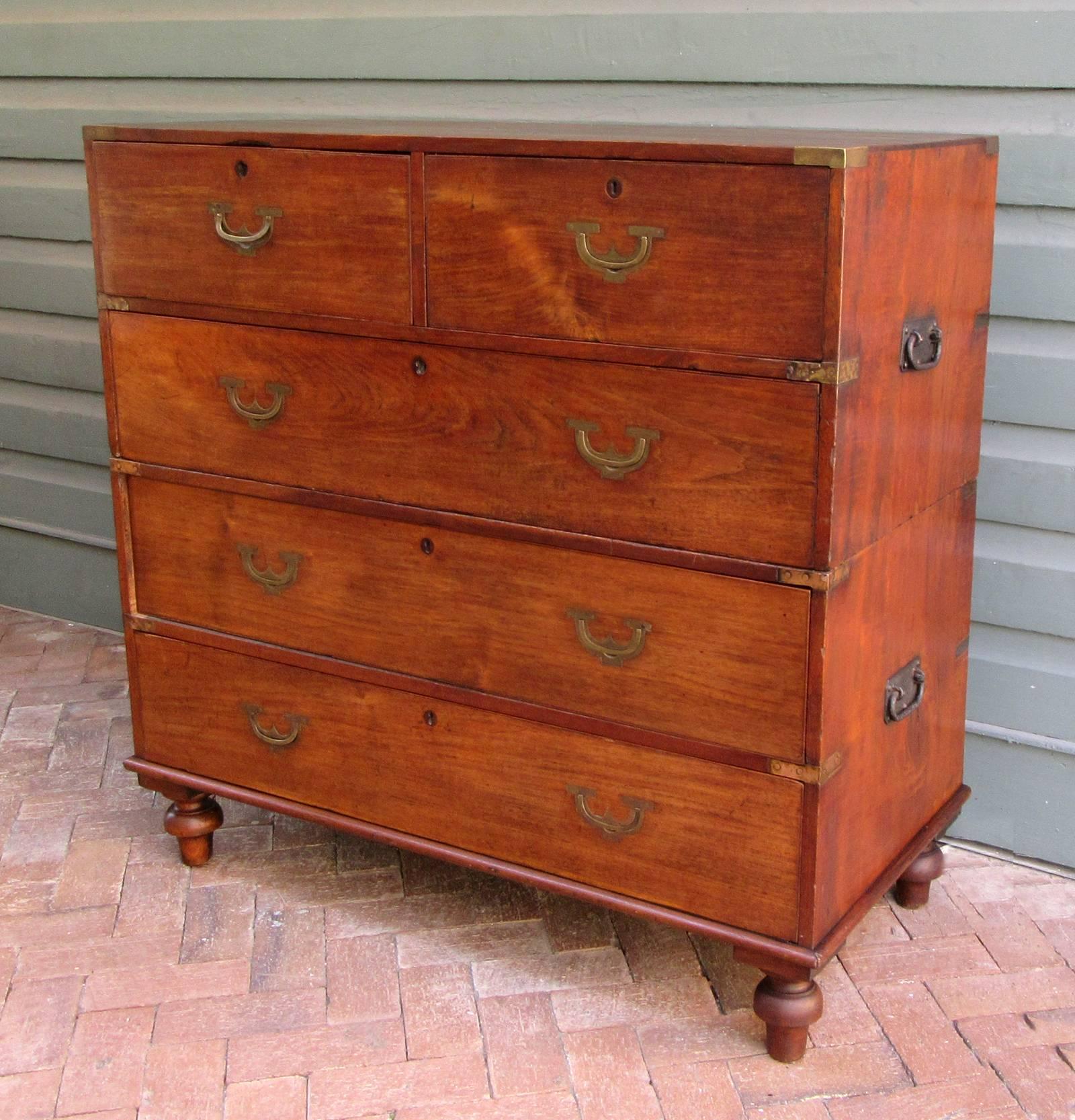 19th Century English Campaign Mahogany Chest of Drawers 2