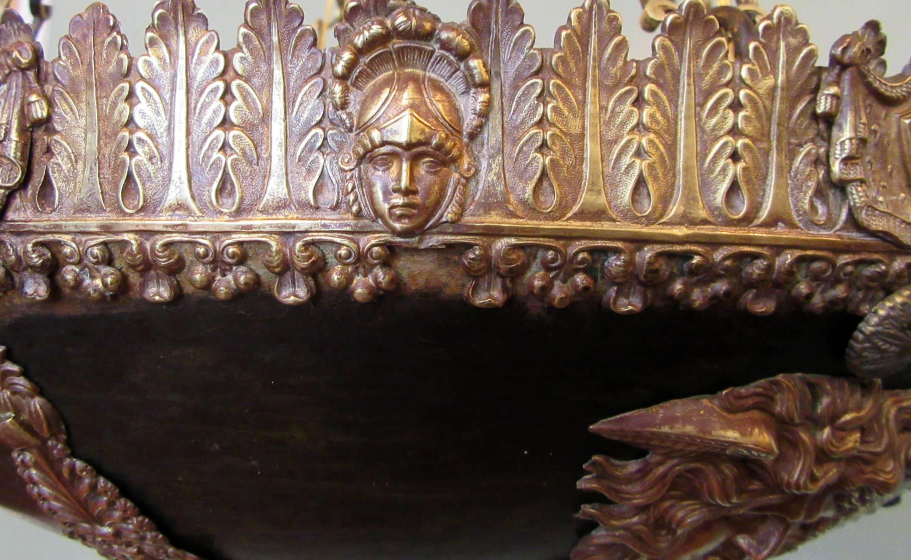 18th Century Italian Neoclassical Patinated Bronze Chandelier 5
