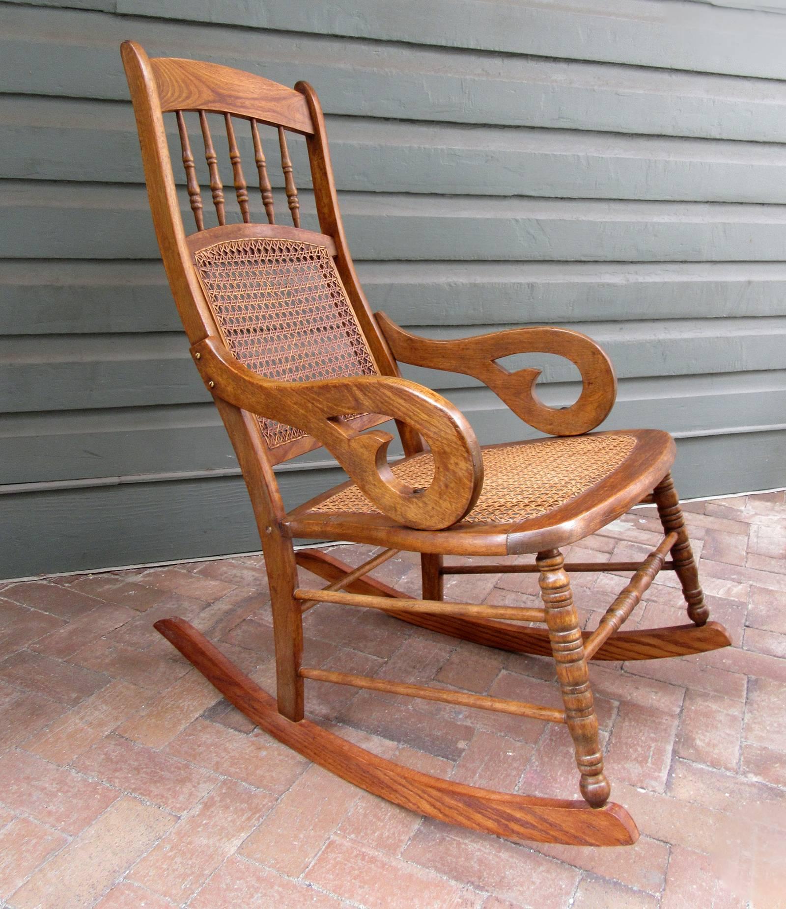 Virgin Islands Mid-19th Century St. Croix Regency Mahogany and Cane Rocking Chair For Sale