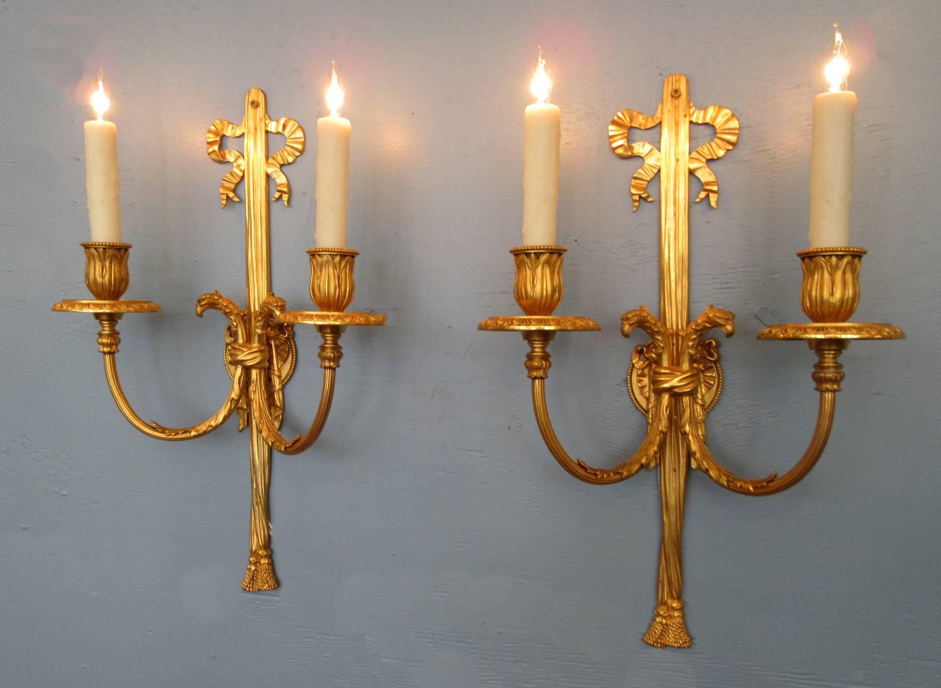 Régence Early 20th Century, New York Regence Style Bronze Dore Sconces by Caldwell & Co